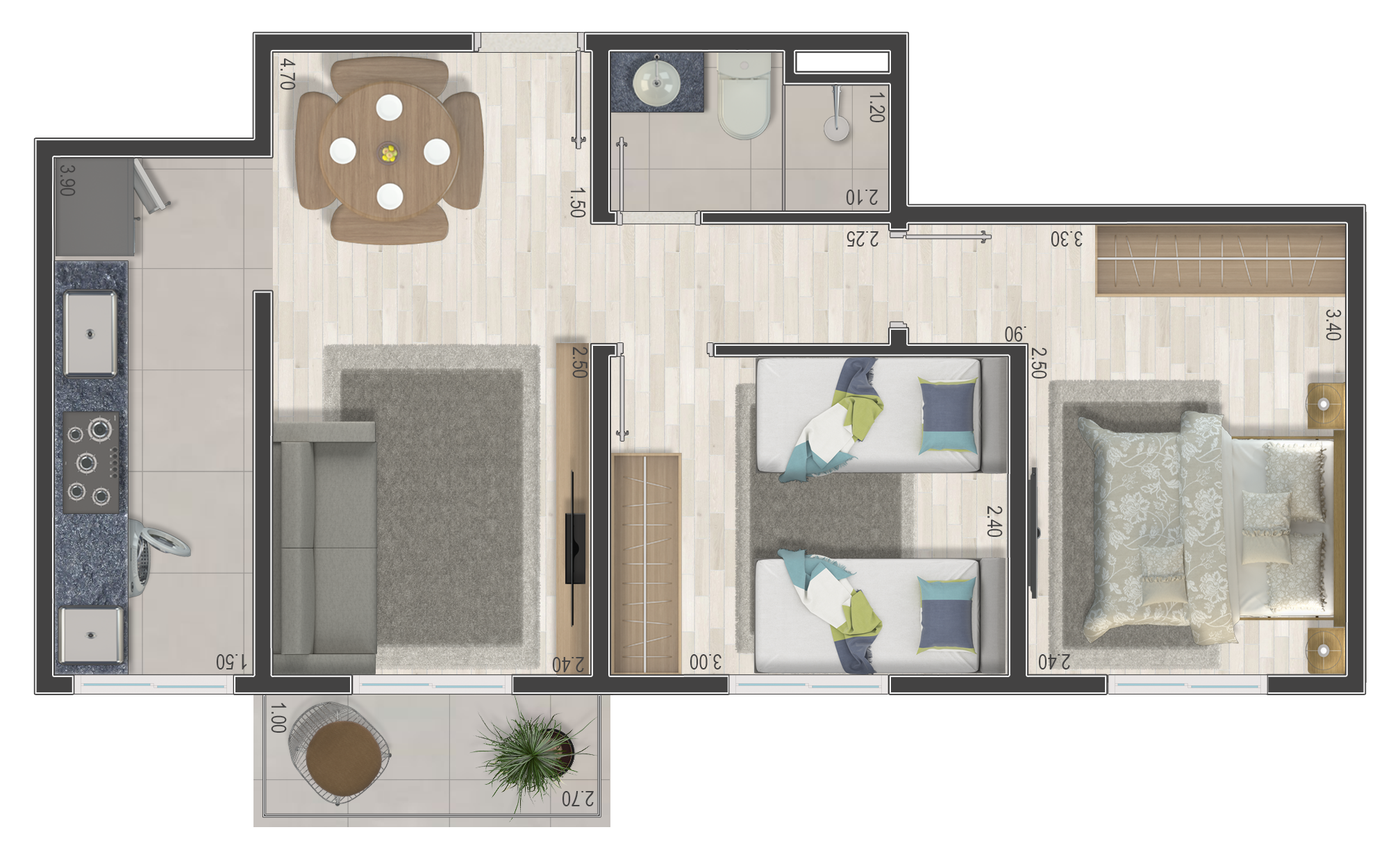 Planta 27m² - Studio